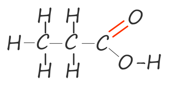 Displayed formula of propanoic acid